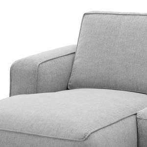 Ecksofa Navona Webstoff Webstoff Saia: Hellgrau - Longchair davorstehend links - Schwarz