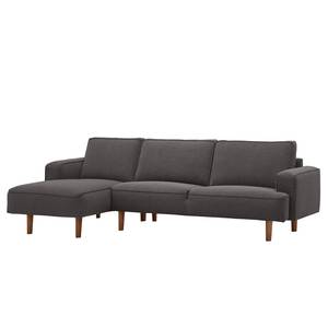 Ecksofa Navona Webstoff Webstoff Anda II: Anthrazit - Longchair davorstehend links - Braun