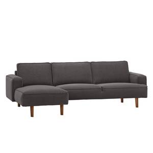 Ecksofa Navona Webstoff Webstoff Anda II: Anthrazit - Longchair davorstehend links - Braun