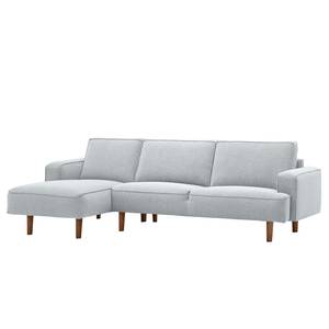 Ecksofa Navona Webstoff Webstoff Anda II: Silber - Longchair davorstehend links - Braun