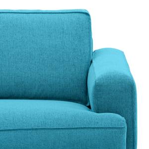 Ecksofa Navona Webstoff Webstoff Anda II: Türkis - Longchair davorstehend links - Braun