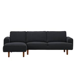 Ecksofa Navona Webstoff Webstoff Saia: Anthrazit - Longchair davorstehend links - Braun