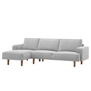 Ecksofa Navona Webstoff Webstoff Saia: Hellgrau - Longchair davorstehend links - Braun