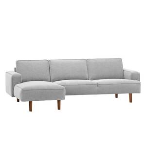 Ecksofa Navona Webstoff Webstoff Saia: Hellgrau - Longchair davorstehend links - Braun