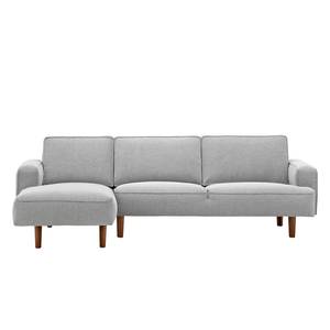 Ecksofa Navona Webstoff Webstoff Saia: Hellgrau - Longchair davorstehend links - Braun