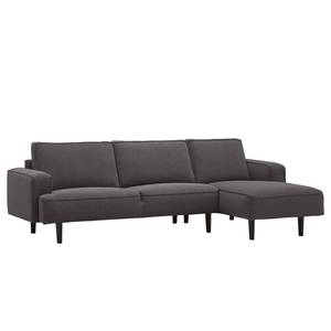 Ecksofa Navona Webstoff Webstoff Anda II: Anthrazit - Longchair davorstehend rechts - Schwarz