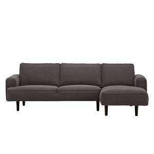 Ecksofa Navona Webstoff Webstoff Anda II: Anthrazit - Longchair davorstehend rechts - Schwarz