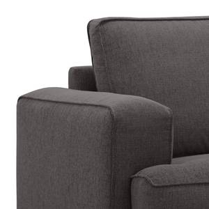 Ecksofa Navona Webstoff Webstoff Anda II: Anthrazit - Longchair davorstehend rechts - Schwarz