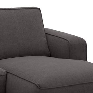 Ecksofa Navona Webstoff Webstoff Anda II: Anthrazit - Longchair davorstehend rechts - Schwarz