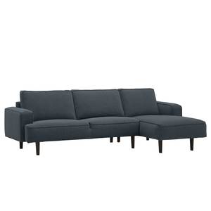 Ecksofa Navona Webstoff Webstoff Anda II: Grau - Longchair davorstehend rechts - Schwarz