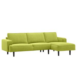 Ecksofa Navona Webstoff Webstoff Anda II: Grün - Longchair davorstehend rechts - Schwarz