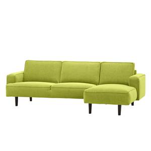 Ecksofa Navona Webstoff Webstoff Anda II: Grün - Longchair davorstehend rechts - Schwarz