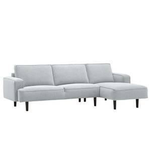 Ecksofa Navona Webstoff Webstoff Anda II: Silber - Longchair davorstehend rechts - Schwarz