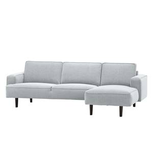 Ecksofa Navona Webstoff Webstoff Anda II: Silber - Longchair davorstehend rechts - Schwarz