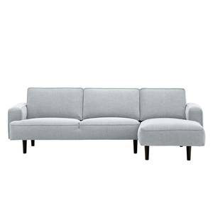 Ecksofa Navona Webstoff Webstoff Anda II: Silber - Longchair davorstehend rechts - Schwarz