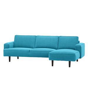 Hoekbank Navona geweven stof Geweven stof Anda II: Turquoise - Longchair vooraanzicht rechts - Zwart