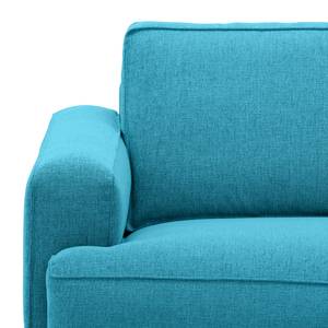 Ecksofa Navona Webstoff Webstoff Anda II: Türkis - Longchair davorstehend rechts - Schwarz