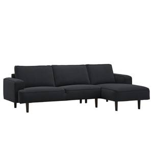 Ecksofa Navona Webstoff Webstoff Saia: Anthrazit - Longchair davorstehend rechts - Schwarz