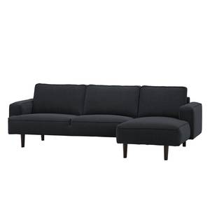 Ecksofa Navona Webstoff Webstoff Saia: Anthrazit - Longchair davorstehend rechts - Schwarz