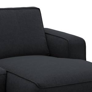 Ecksofa Navona Webstoff Webstoff Saia: Anthrazit - Longchair davorstehend rechts - Schwarz