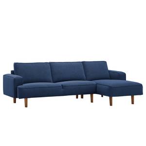 Ecksofa Navona Webstoff Webstoff Anda II: Blau - Longchair davorstehend rechts - Braun