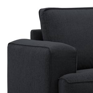 Ecksofa Navona Webstoff Webstoff Saia: Anthrazit - Longchair davorstehend rechts - Braun