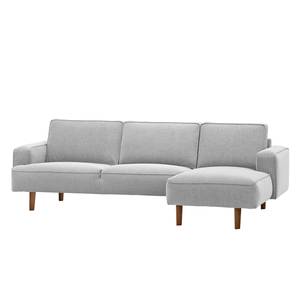 Ecksofa Navona Webstoff Webstoff Saia: Hellgrau - Longchair davorstehend rechts - Braun