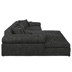 Ecksofa Nelson Strukturstoff Schwarz - Longchair davorstehend links