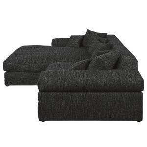 Ecksofa Nelson Strukturstoff Schwarz - Longchair davorstehend links