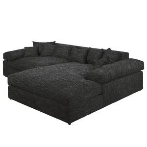 Ecksofa Nelson Strukturstoff Schwarz - Longchair davorstehend rechts