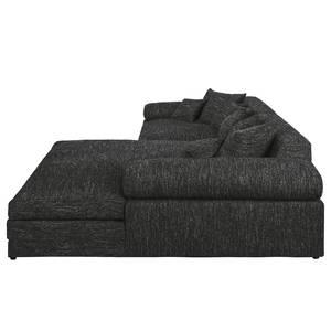 Ecksofa Nelson Strukturstoff Schwarz - Longchair davorstehend rechts