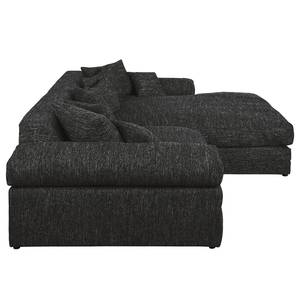 Ecksofa Nelson Strukturstoff Schwarz - Longchair davorstehend rechts