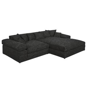 Ecksofa Nelson Strukturstoff Schwarz - Longchair davorstehend rechts