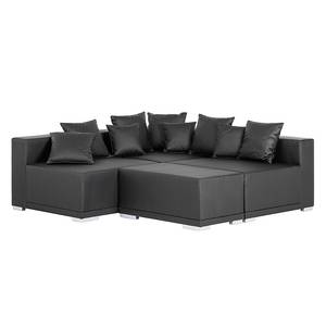 Ecksofa Neo (mit Hocker) Kunstleder Schwarz