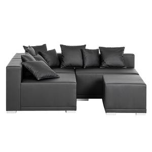 Ecksofa Neo (mit Hocker) Kunstleder Schwarz