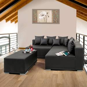 Ecksofa Neo (mit Hocker) Kunstleder Schwarz