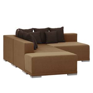 Canapé d'angle Neo (avec repose-pieds) Tissu marron clair