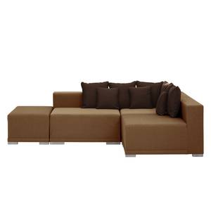 Ecksofa Neo (mit Hocker) Webstoff Braun