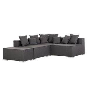 Ecksofa Neo (mit Hocker) Strukturstoff Grau