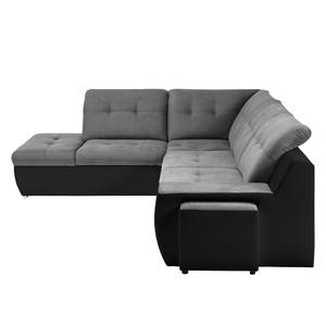 Canapé d'angle New Rockford I Imitation cuir / Microfibre - Convertible - Noir / Gris - Méridienne longue à gauche (vue de face)