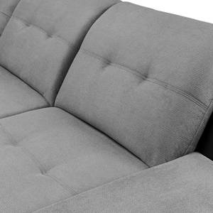 Canapé d'angle New Rockford I Imitation cuir / Microfibre - Convertible - Noir / Gris clair - Méridienne longue à gauche (vue de face)