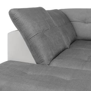 Canapé d'angle New Rockford I Imitation cuir / Microfibre - Convertible - Blanc / Gris clair - Méridienne longue à gauche (vue de face)