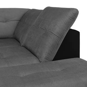 Canapé d'angle New Rockford I Imitation cuir / Microfibre - Convertible - Noir / Gris - Méridienne longue à droite (vue de face)