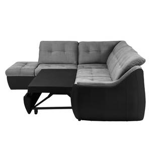 Ecksofa New Rockford II mit Schlaffunktion - Schwarz / Grau - Ottomane davorstehend links