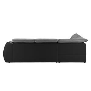 Canapé d'angle New Rockford II Imitation cuir / Microfibre - Convertible - Noir / Gris - Méridienne longue à gauche (vue de face)