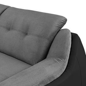 Ecksofa New Rockford II mit Schlaffunktion - Schwarz / Grau - Ottomane davorstehend links