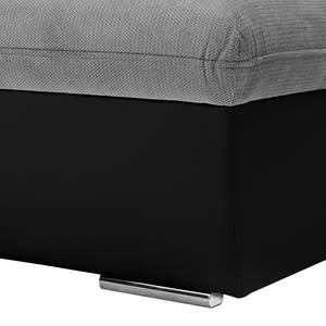 Canapé d'angle New Rockford II Imitation cuir / Microfibre - Convertible - Noir / Gris clair - Méridienne longue à gauche (vue de face)