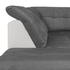 Canapé d'angle New Rockford II Imitation cuir / Microfibre - Convertible - Blanc / Gris - Méridienne longue à gauche (vue de face)
