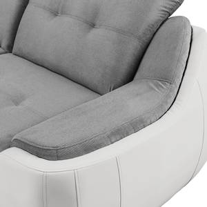 Canapé d'angle New Rockford II Imitation cuir / Microfibre - Convertible - Blanc / Gris clair - Méridienne longue à gauche (vue de face)