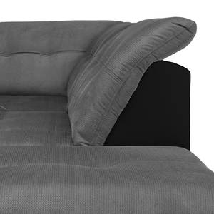 Canapé d'angle New Rockford II Imitation cuir / Microfibre - Convertible - Noir / Gris - Méridienne longue à droite (vue de face)